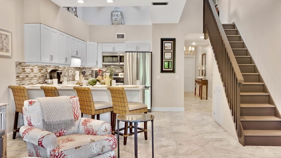 The stairs lead you to the master bedroom...