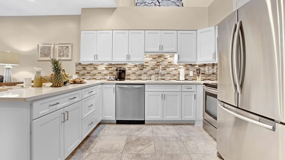 The kitchen is equipped and provides every appliance and tool you’ll need to prepare meals at home...