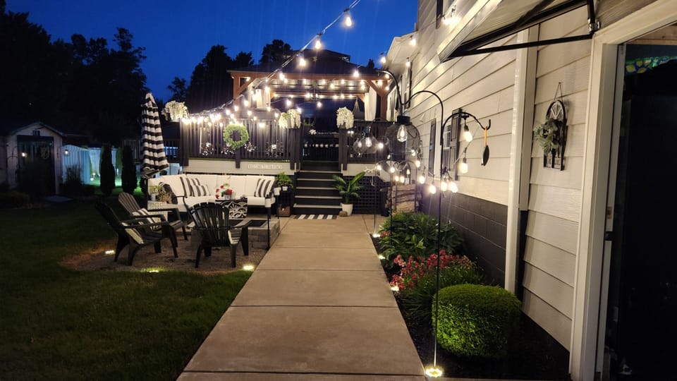 Back exterior night view