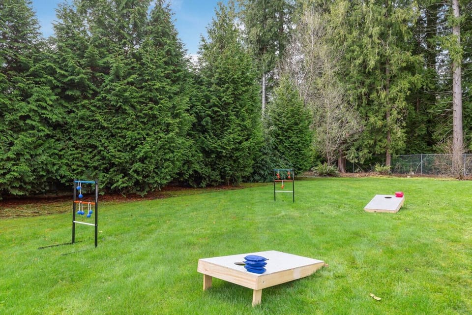 Cornhole and ladder ball! Yard is big enough you could set up a volleyball net!
