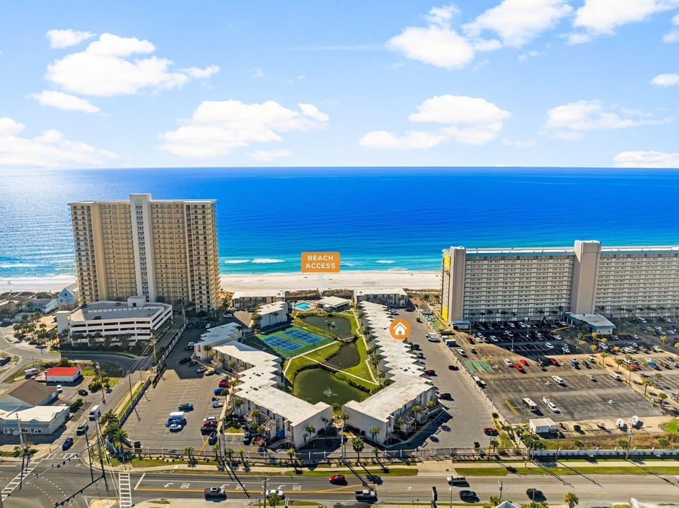 low density, gated complex. no crossing the street to the beach. park right in front of unit