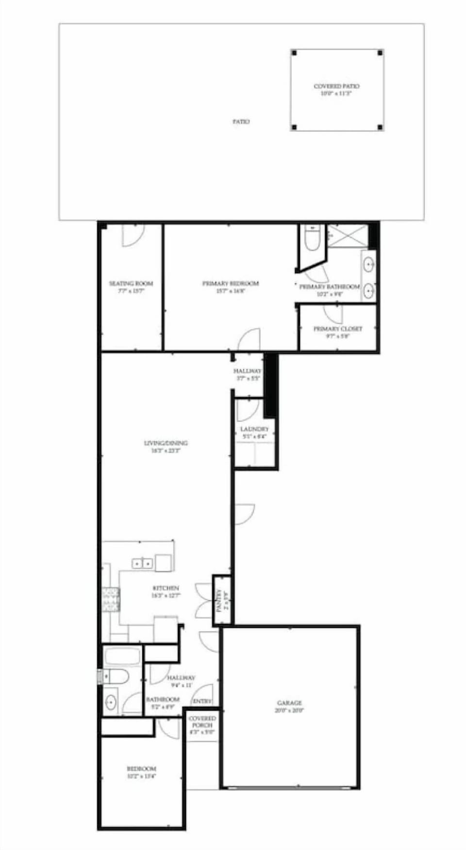 Floor plan for main section of the home