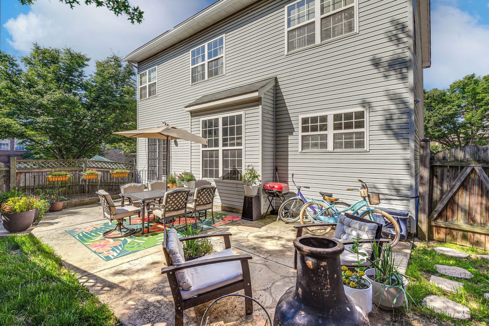Patio w/ Fire Pit | Fenced Yard | 0.8 Mi to Entertainment & Sports Arena
