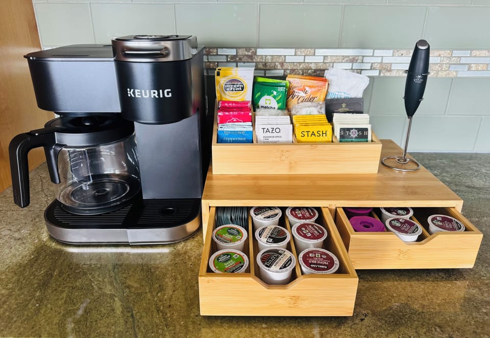 Start your morning by the ocean with a cup of coffee or tea!