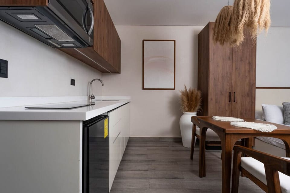 Modern kitchen with top appliances and space to cook in Tulum.