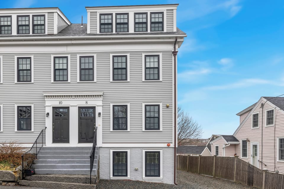 Front view of the house, apartment is on the lower level.