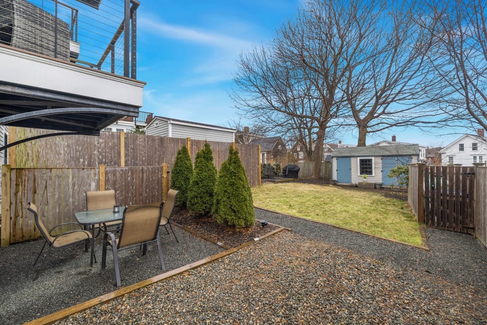 Enjoy outdoor dining on the patio.