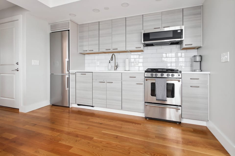 Updated kitchen with gas range.