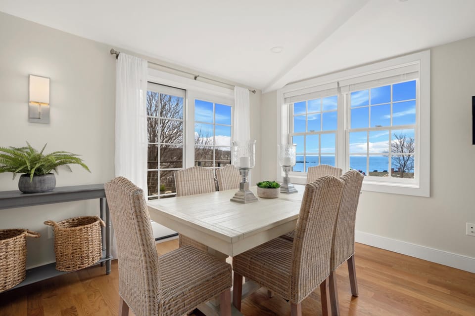 Dining room with an ocean view.