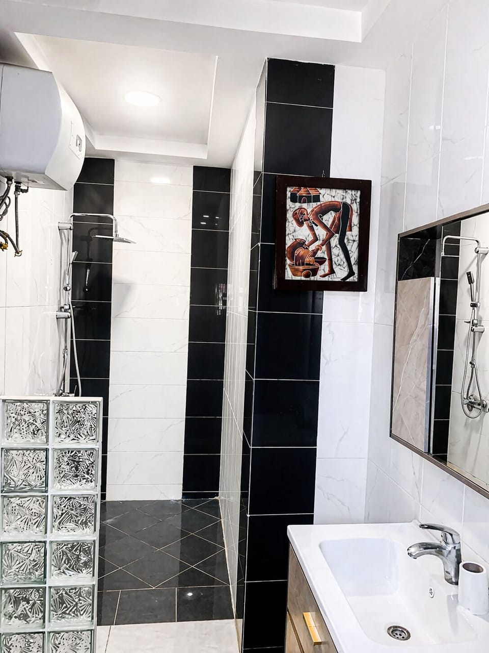 Shower, free toiletries, towels, soap