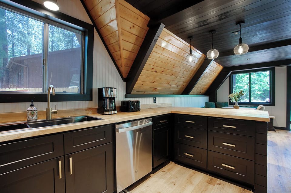 New dishwasher, modern look, love the butcher block countertops!