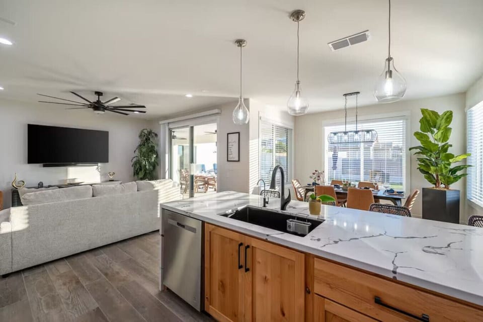 Well appointed kitchen is equipped with everything you need to prepare a gourmet meal - or order in, your choice!