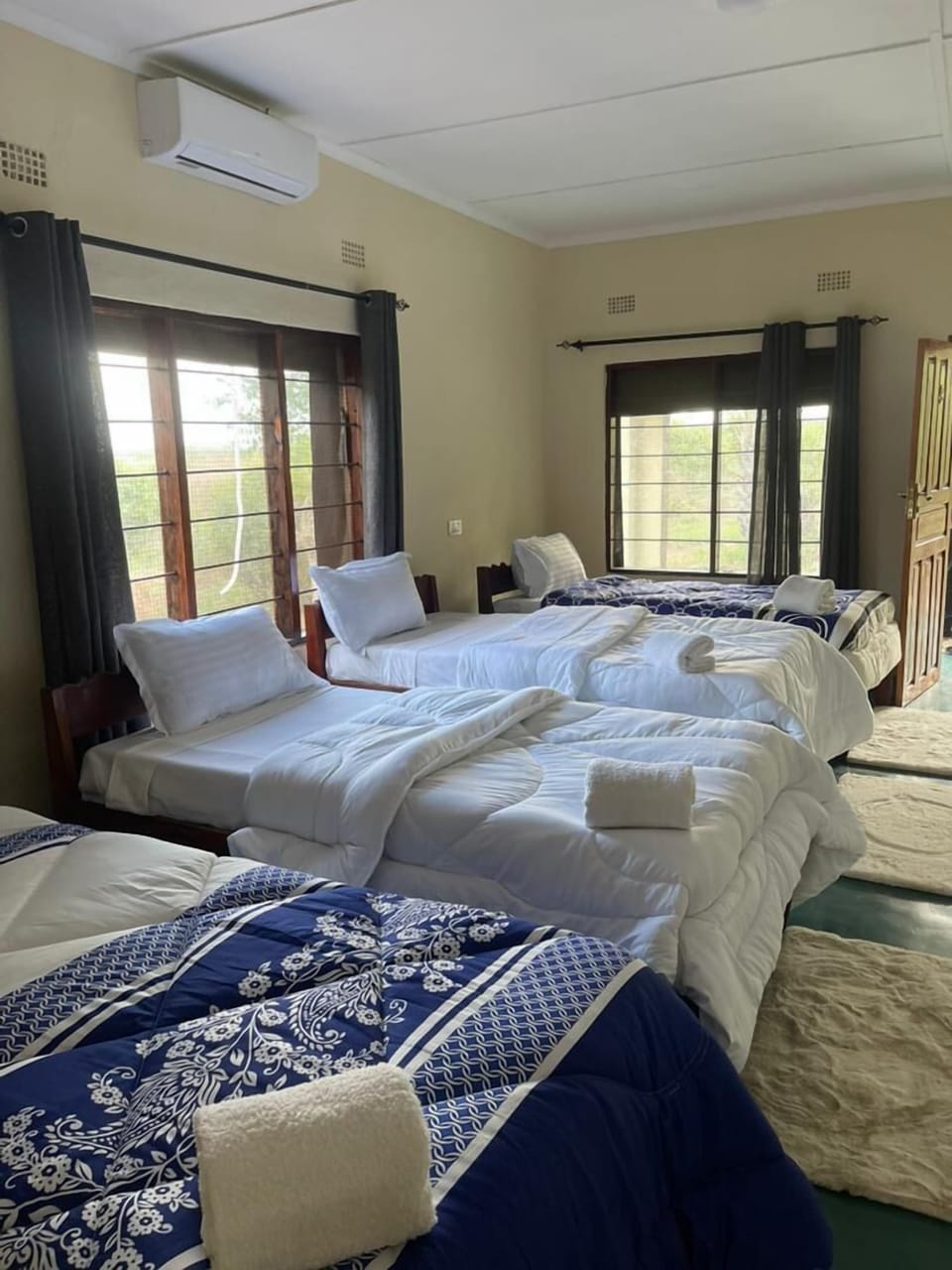 Premium bedding, down comforters, desk, laptop workspace