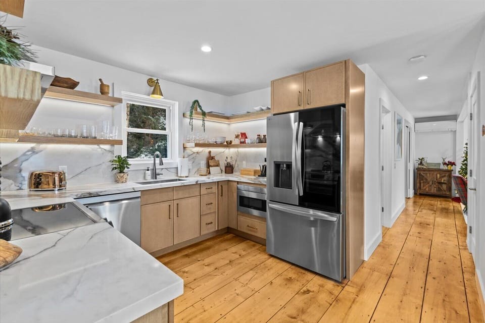 Our fully stocked kitchen has everything you need for large meals or cozy dinners