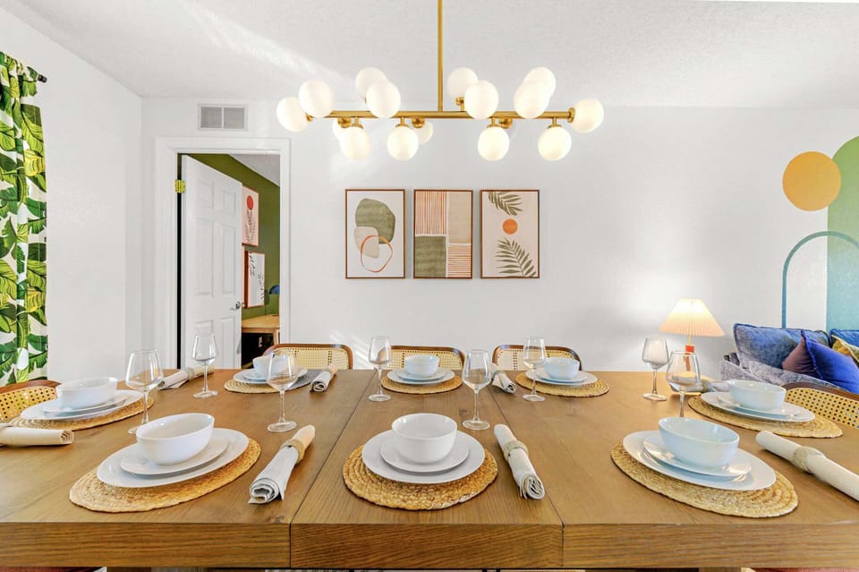 Dine in style under the glow of modern lighting—luxury at its finest.