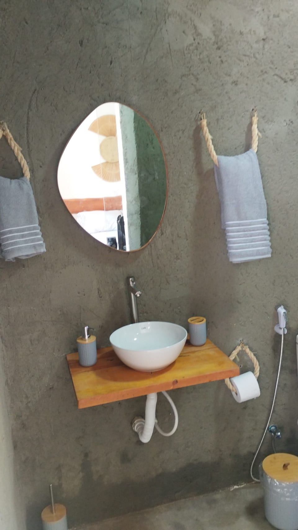 Shower, towels, soap, toilet paper