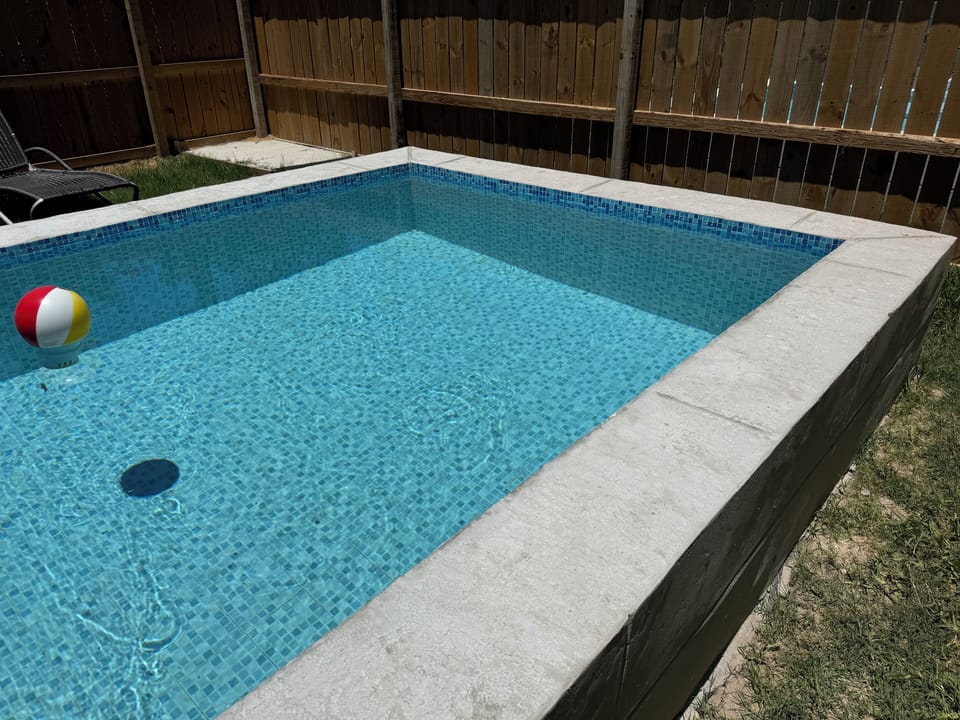 Private pool size 10X10 with 4ft deep (2 inground and 2 ft above ground)
