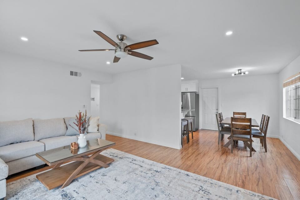 Living room and dining room