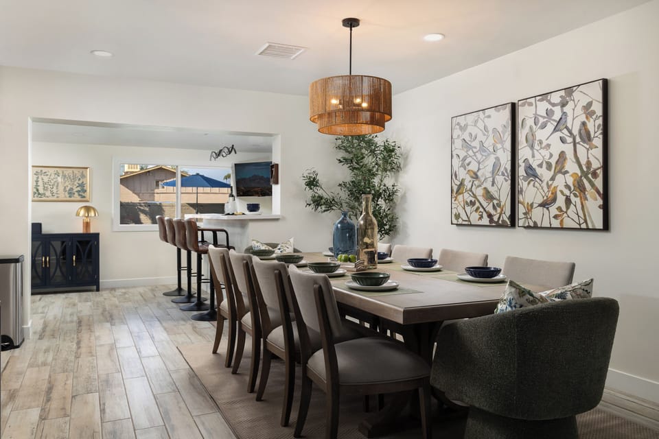 Dining room and adjacent bar seat 14 altogether