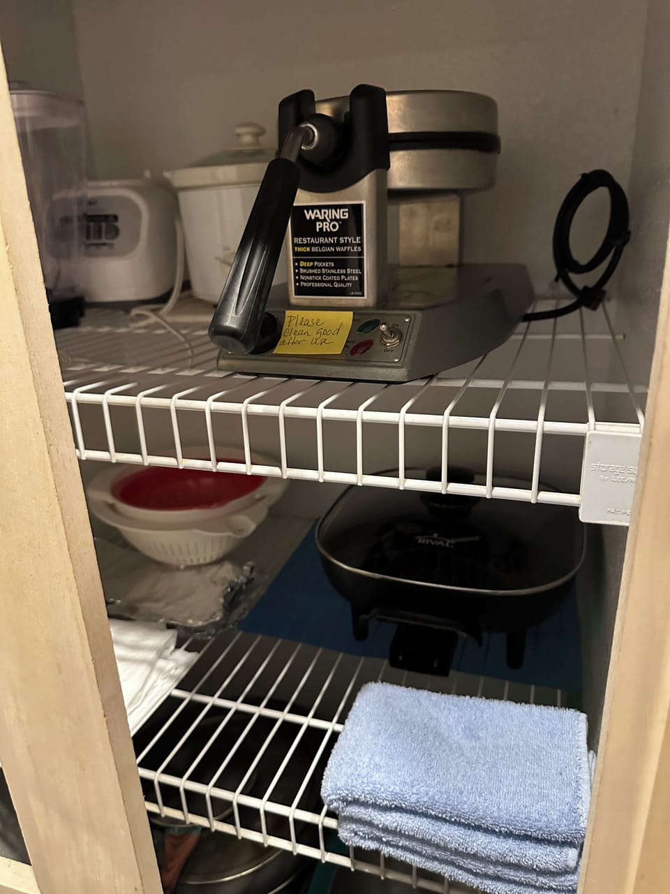 All the luxuries of home even your flip waffle make extras in pantry
