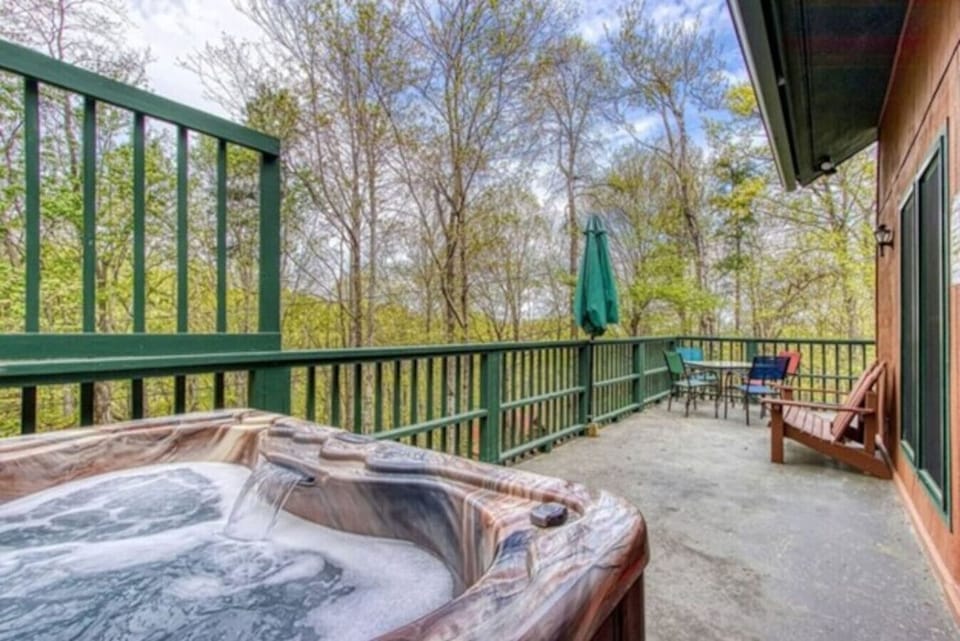 Relax in the bubbling hot tub after a fun day of adventure in the Smokies.