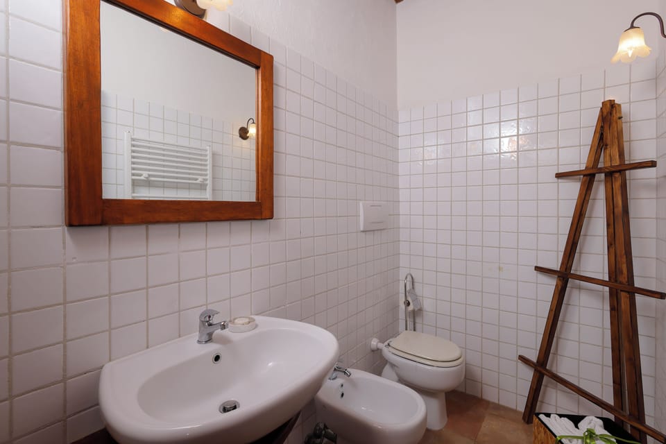 Shower, free toiletries, hair dryer, bidet
