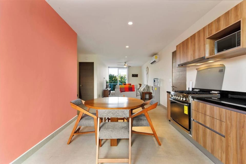 Dine in comfort with seating for four, AC, and filtered water.