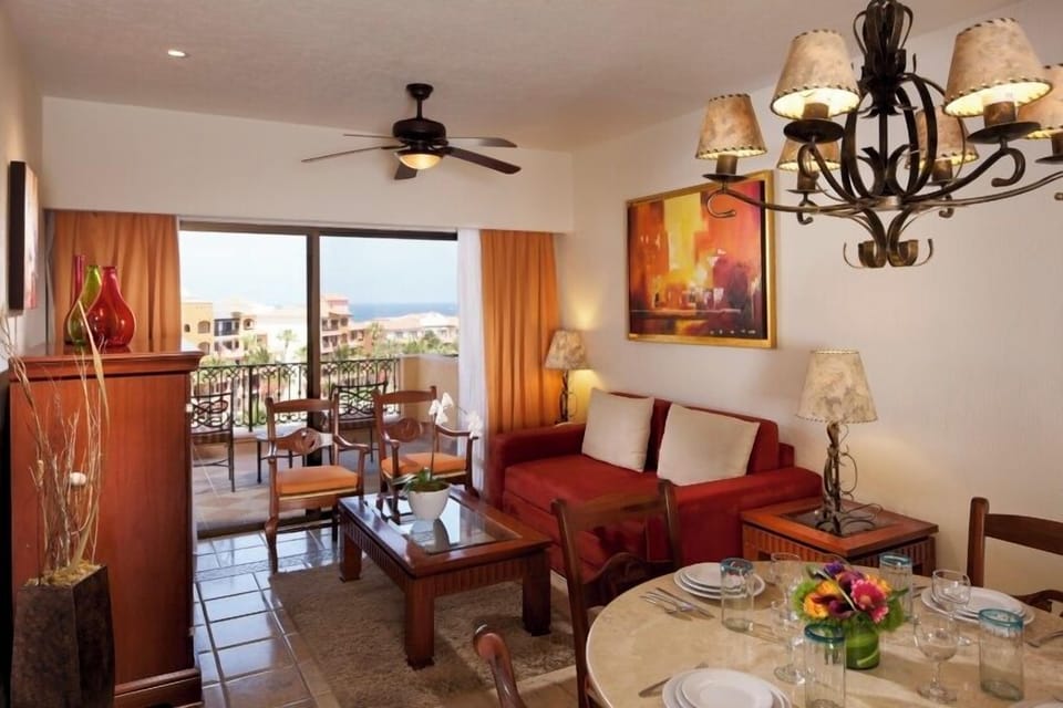 Junior Suite, 1 King Bed with Sofa bed, Balcony, Ocean View | Living area | 42-inch LED TV with satellite channels, pay movies