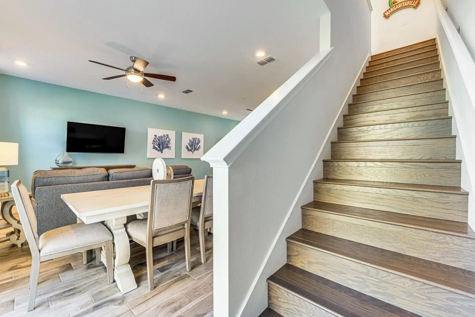 living room, dining room and stairs
