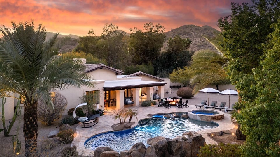 Enjoy a sparkling backyard under the stars, from a heated pool to a fire pit, the outdoor fun awaits as the night comes alive!