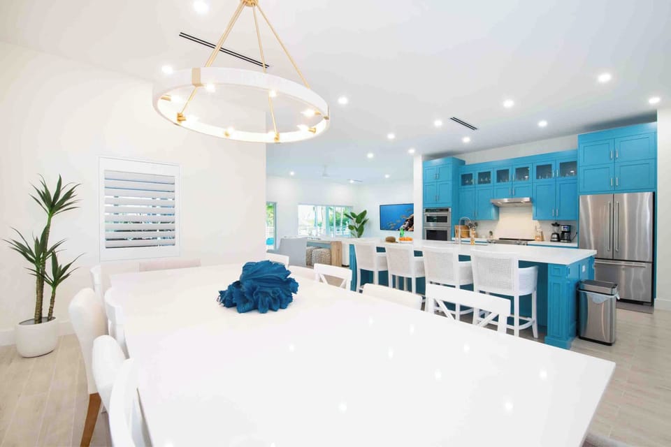 Formal dining table for family-style dinners. 