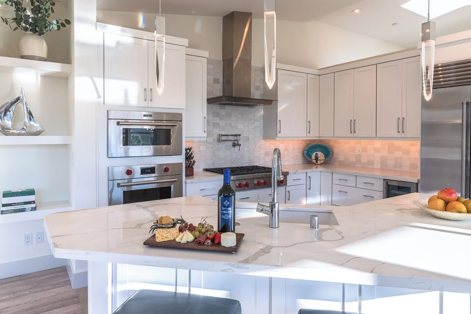 The elegant kitchen is a chef's delight!