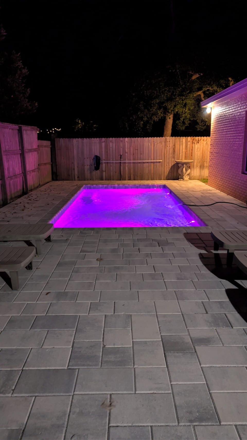 The pool lit up at night!