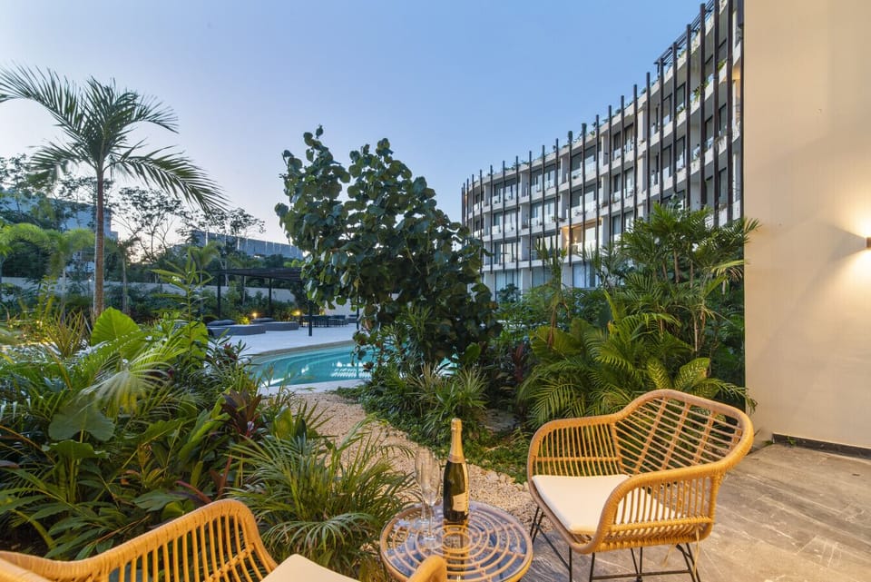 Private Terrace & Garden with Pool View