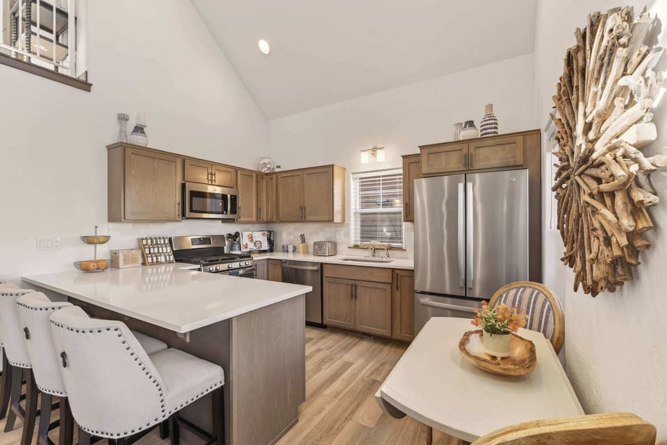Plenty of natural light in this fully equipped kitchen/dining space