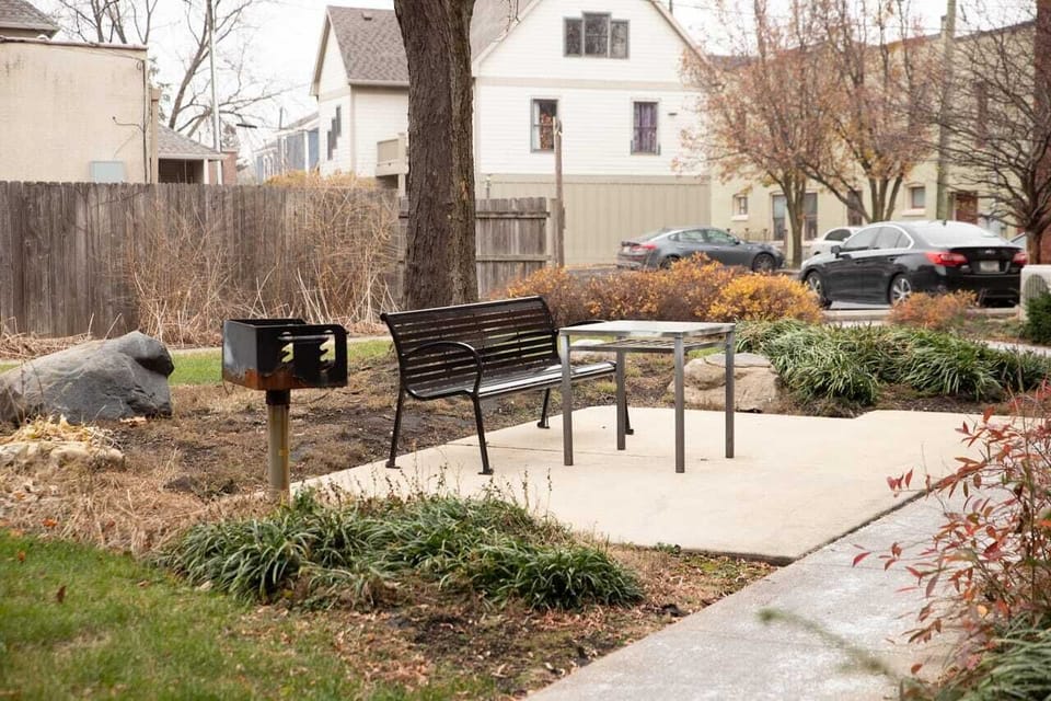 Seating and grilling area in the courtyard