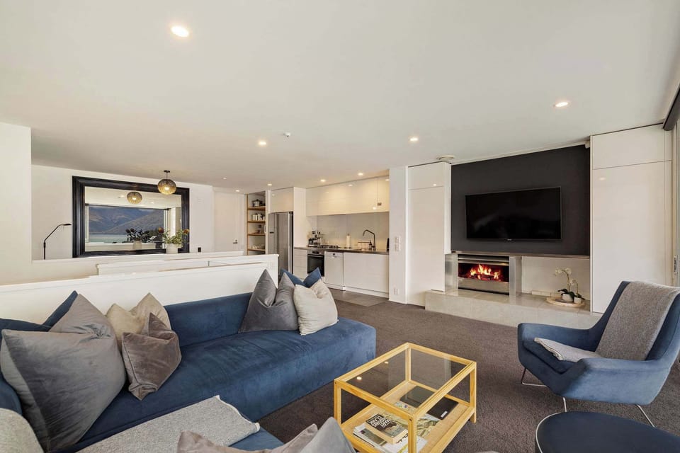 Large open plan living, dining and kitchen areas.  The master bedroom with ensuite is at the back of this area... all on the top floor of the house.