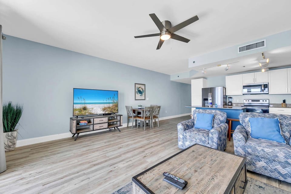 Wind down with a movie on the flat-screen TV