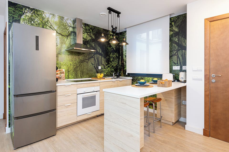Classic Apartment, City View | Private kitchen | Full-size fridge, microwave, oven, stovetop