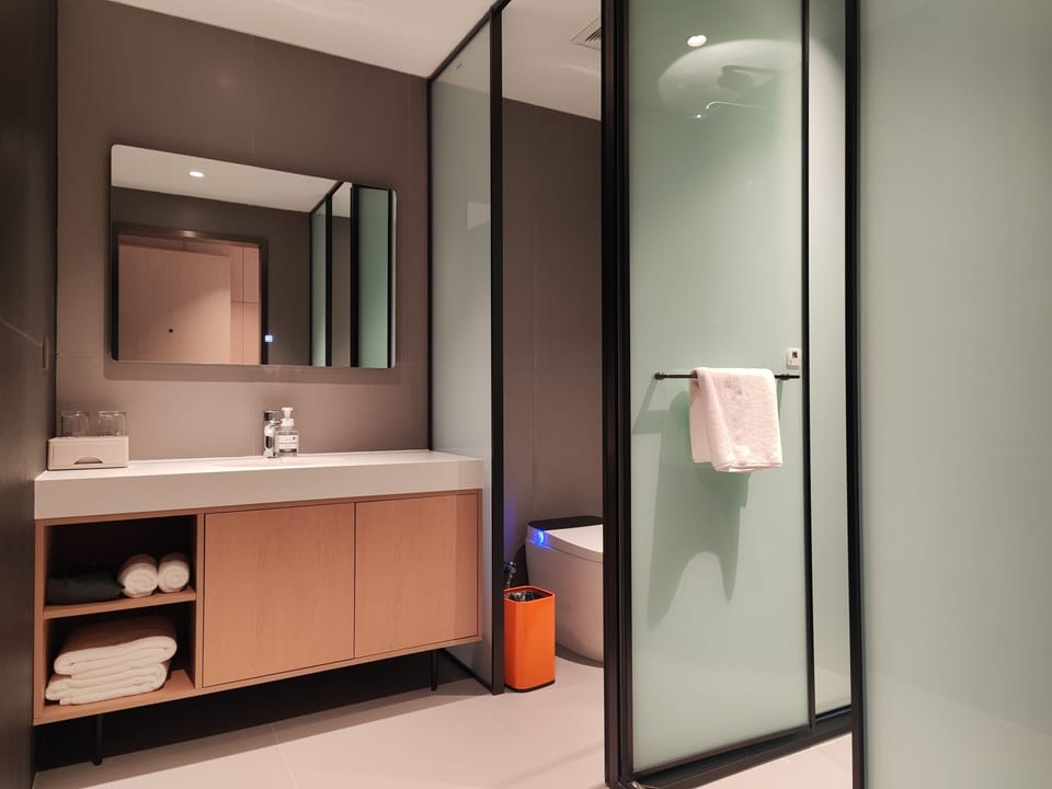 Premier Suite | Bathroom | Shower, hair dryer, towels, shampoo