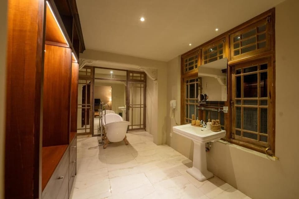 Hair dryer, slippers, soap, shampoo