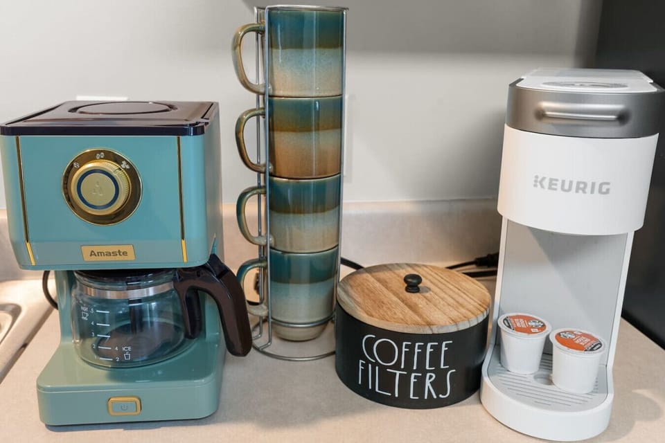 A standard coffeemaker and a Keurig are available for the coffee lovers in your group.
