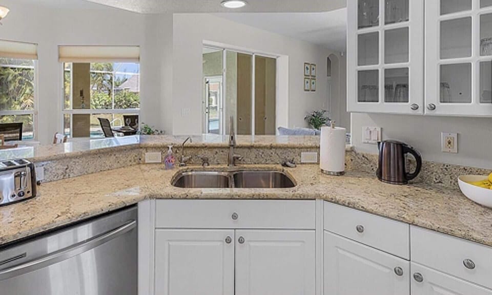Villa | Private kitchen | Fridge, microwave, oven, stovetop