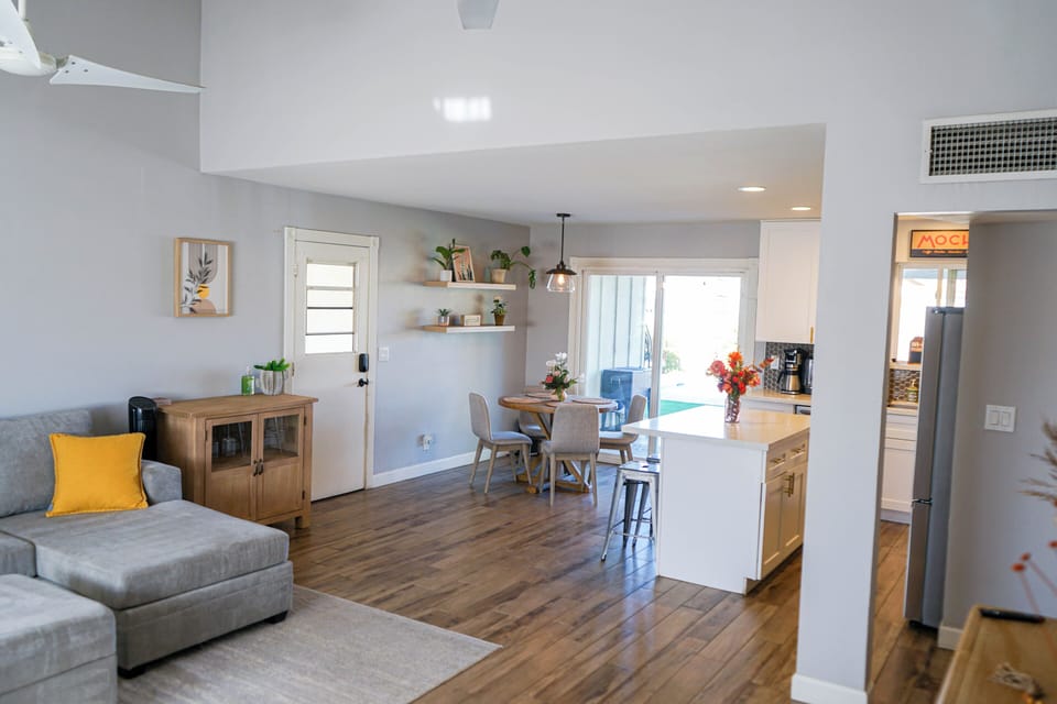 Living room and dining area