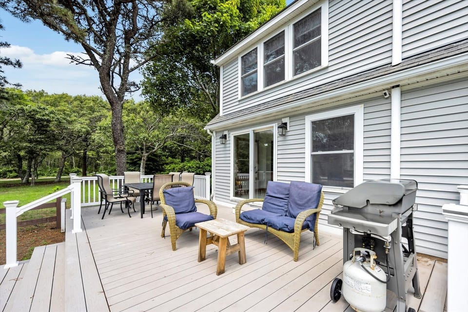 Enjoy morning coffee or an evening cookout on this private deck, surrounded by Cape Cod’s natural beauty.