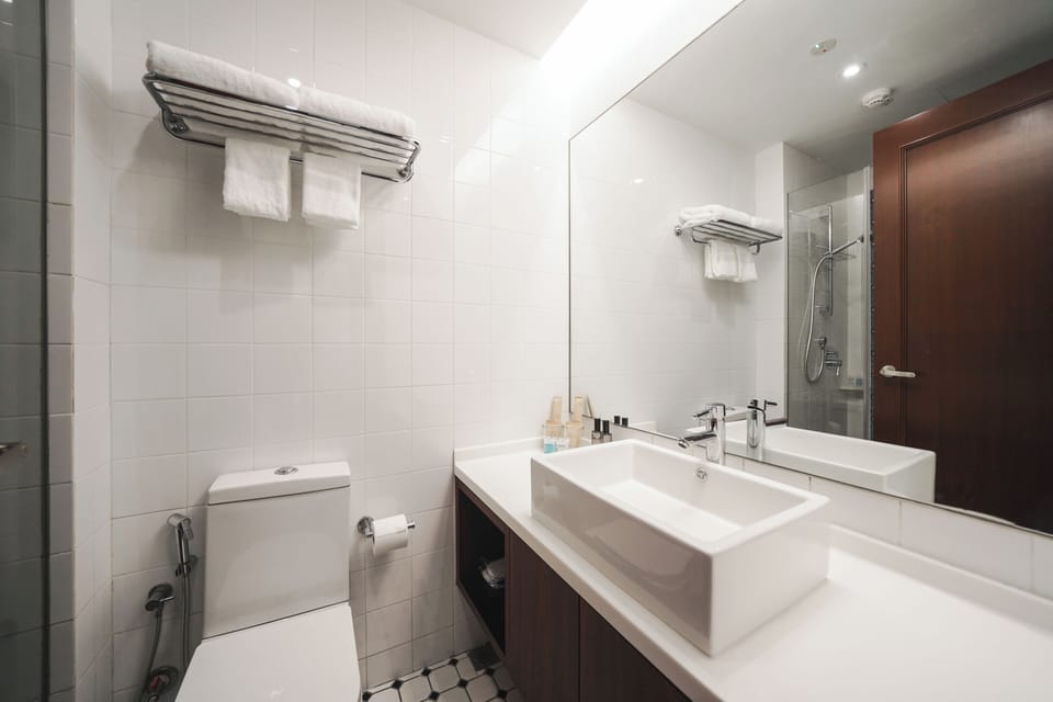 Free toiletries, hair dryer, slippers, bidet