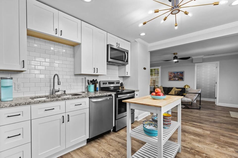 Fully Stocked Gourmet Kitchen.