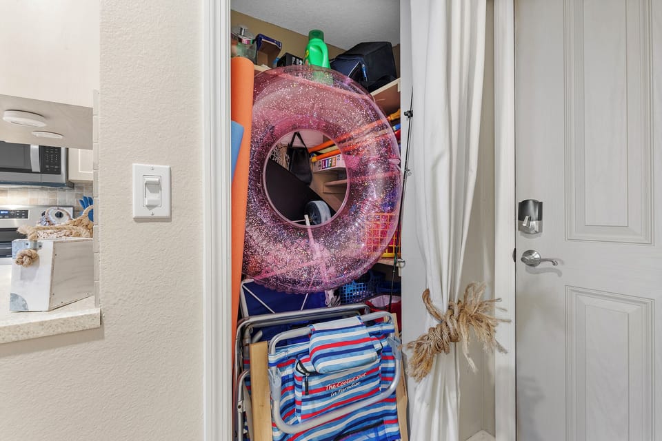 Beach gear in the closet