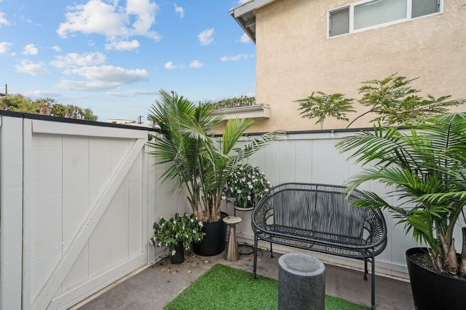 Outdoor seating off studio bedroom.