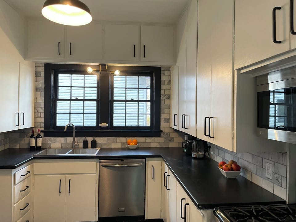 Cottage kitchen with modern appliances